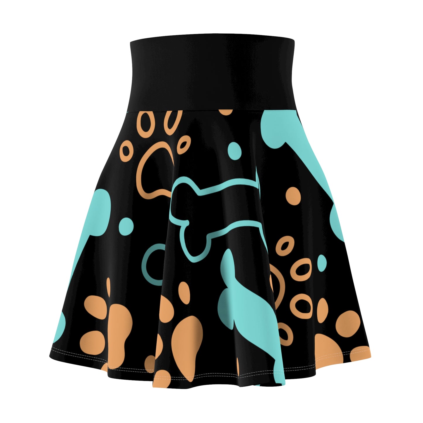 Women's Dog Print Skater Skirt By Tau Rus