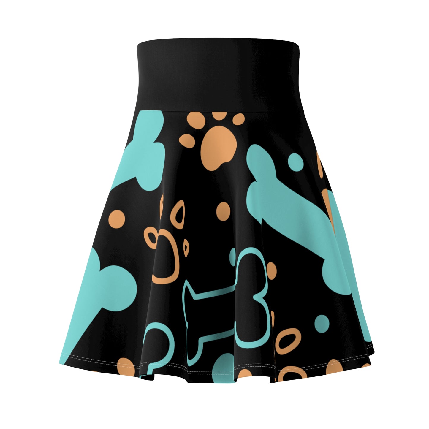 Women's Dog Print Skater Skirt By Tau Rus