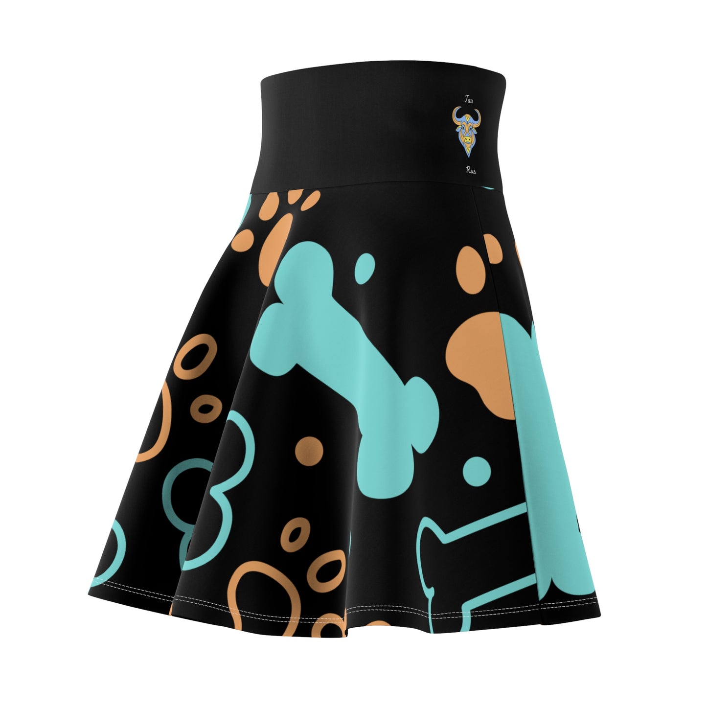 Women's Dog Print Skater Skirt By Tau Rus