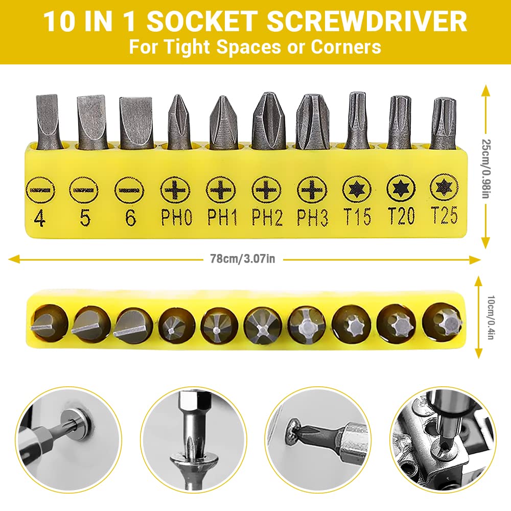 Flexible Drill Bit Extension Set, with Hex Shank Impact Driver