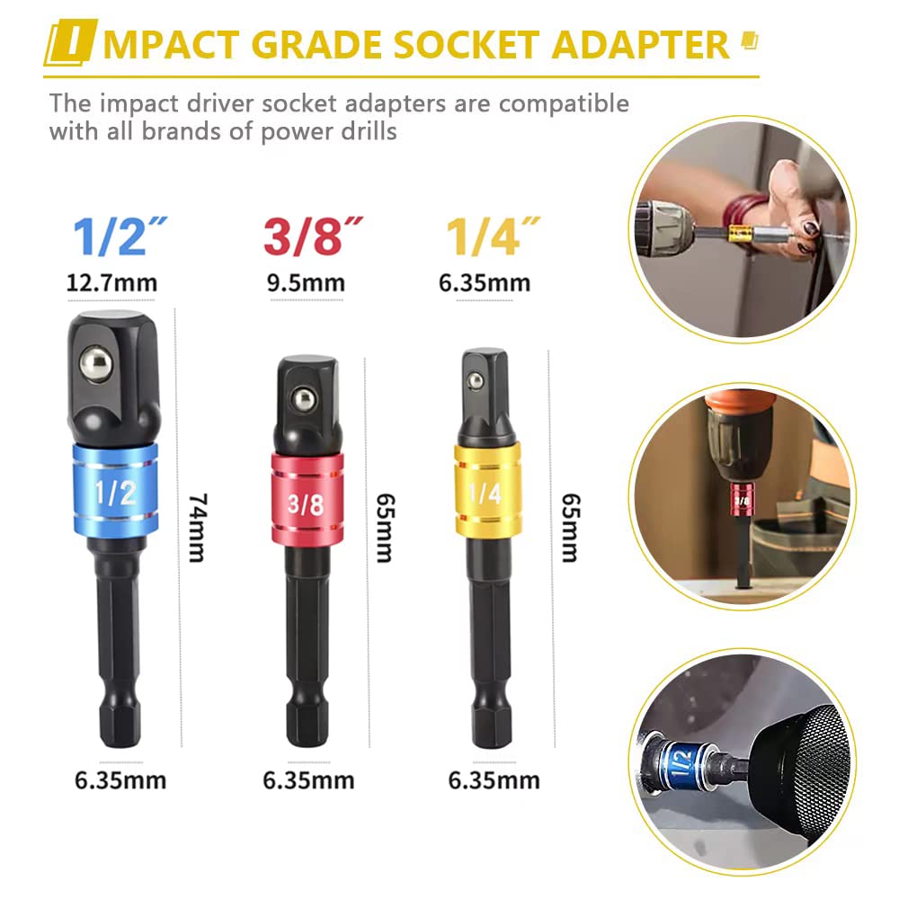 Flexible Drill Bit Extension Set, with Hex Shank Impact Driver