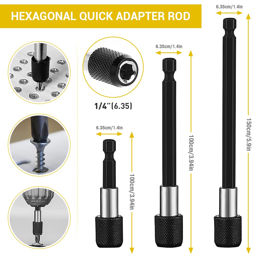 Flexible Drill Bit Extension Set, with Hex Shank Impact Driver