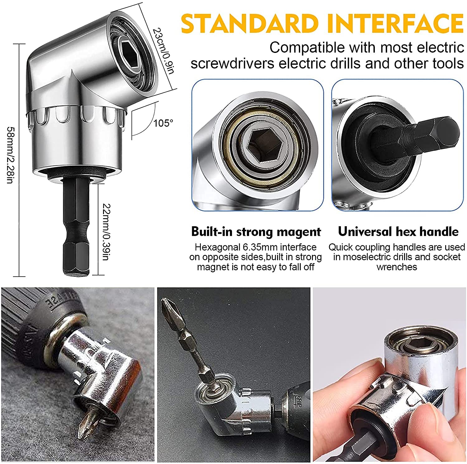 Flexible Drill Bit Extension Set, with Hex Shank Impact Driver