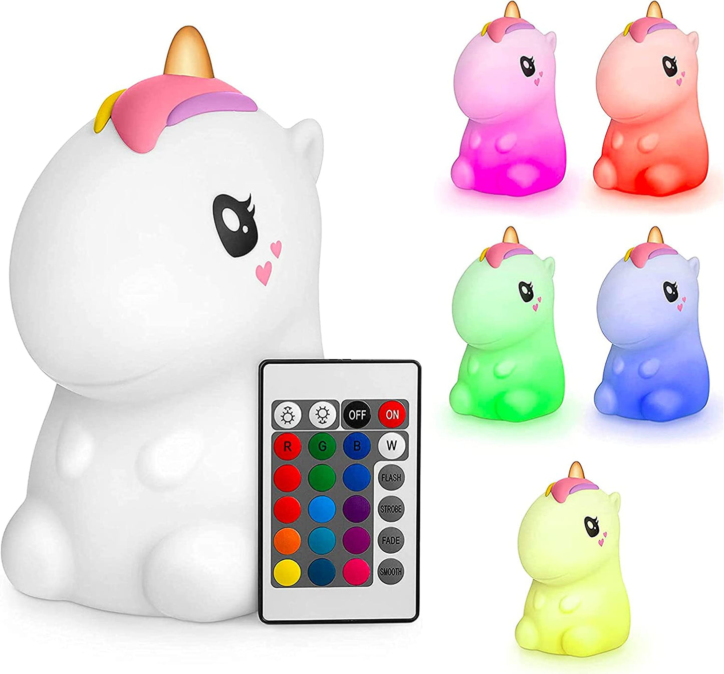 (4.8β X 4.8β X 7.4β; 11.6 Oz Unicorn LED Light Gift for Unicorn Lovers, Women, & Girls β Battery Operated (1.6 W) Bedside Lamp Both Color Changing & Wrapped in Gift Package