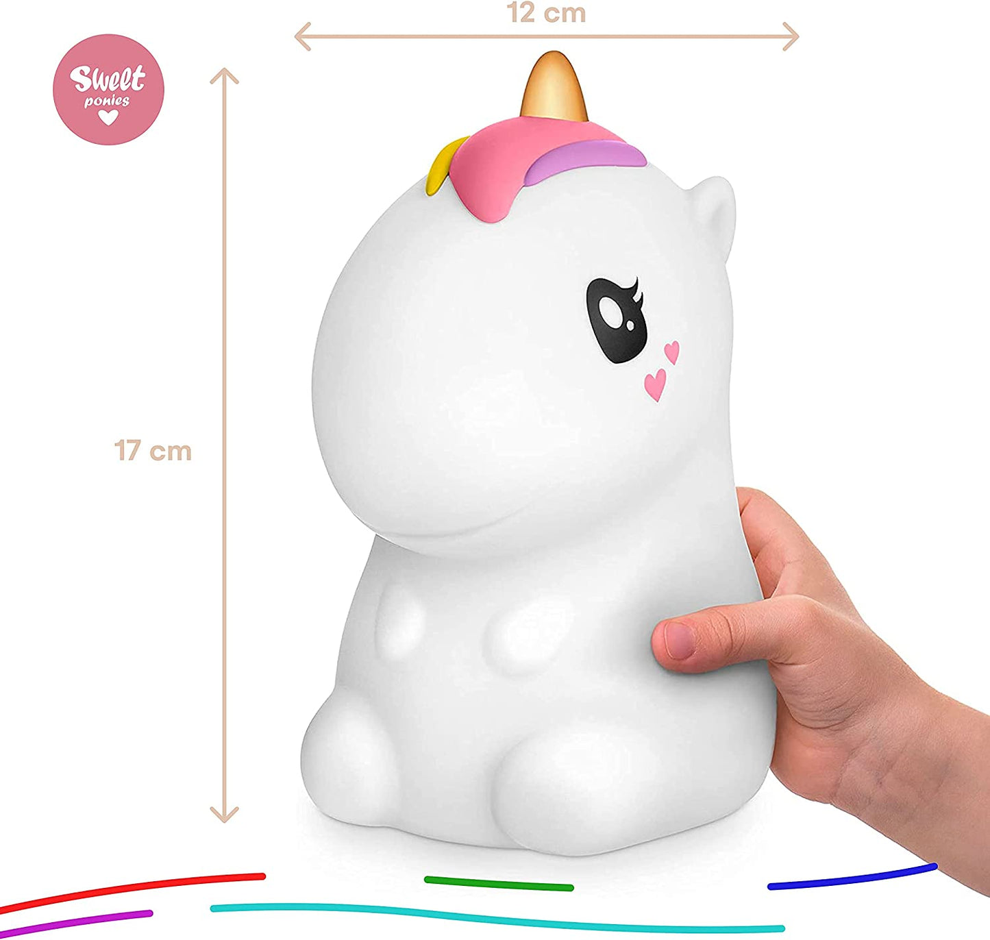 (4.8β X 4.8β X 7.4β; 11.6 Oz Unicorn LED Light Gift for Unicorn Lovers, Women, & Girls β Battery Operated (1.6 W) Bedside Lamp Both Color Changing & Wrapped in Gift Package