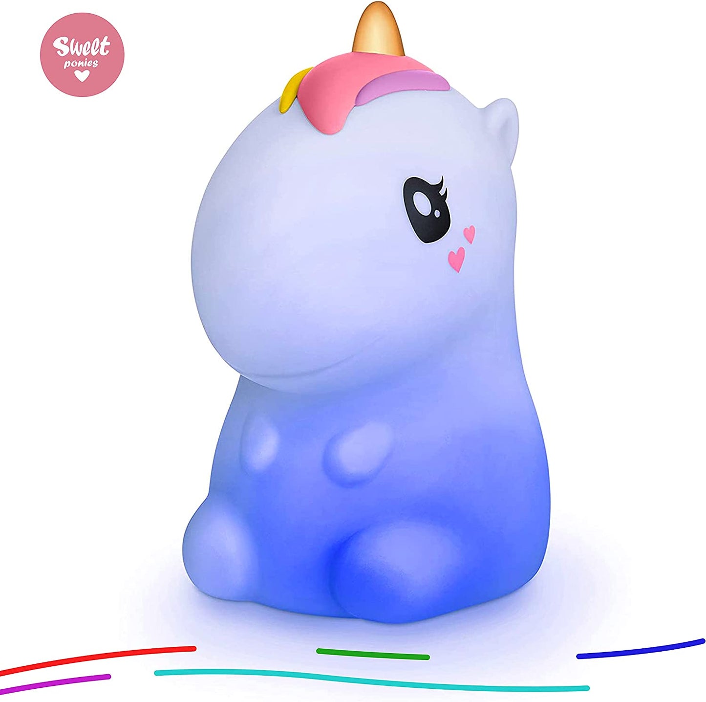 (4.8β X 4.8β X 7.4β; 11.6 Oz Unicorn LED Light Gift for Unicorn Lovers, Women, & Girls β Battery Operated (1.6 W) Bedside Lamp Both Color Changing & Wrapped in Gift Package