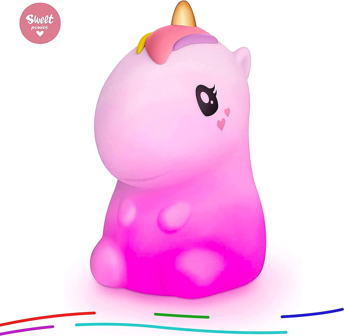 (4.8β X 4.8β X 7.4β; 11.6 Oz Unicorn LED Light Gift for Unicorn Lovers, Women, & Girls β Battery Operated (1.6 W) Bedside Lamp Both Color Changing & Wrapped in Gift Package