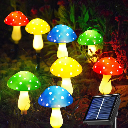 Newest Version 8-Pack Solar Mushroom Lights