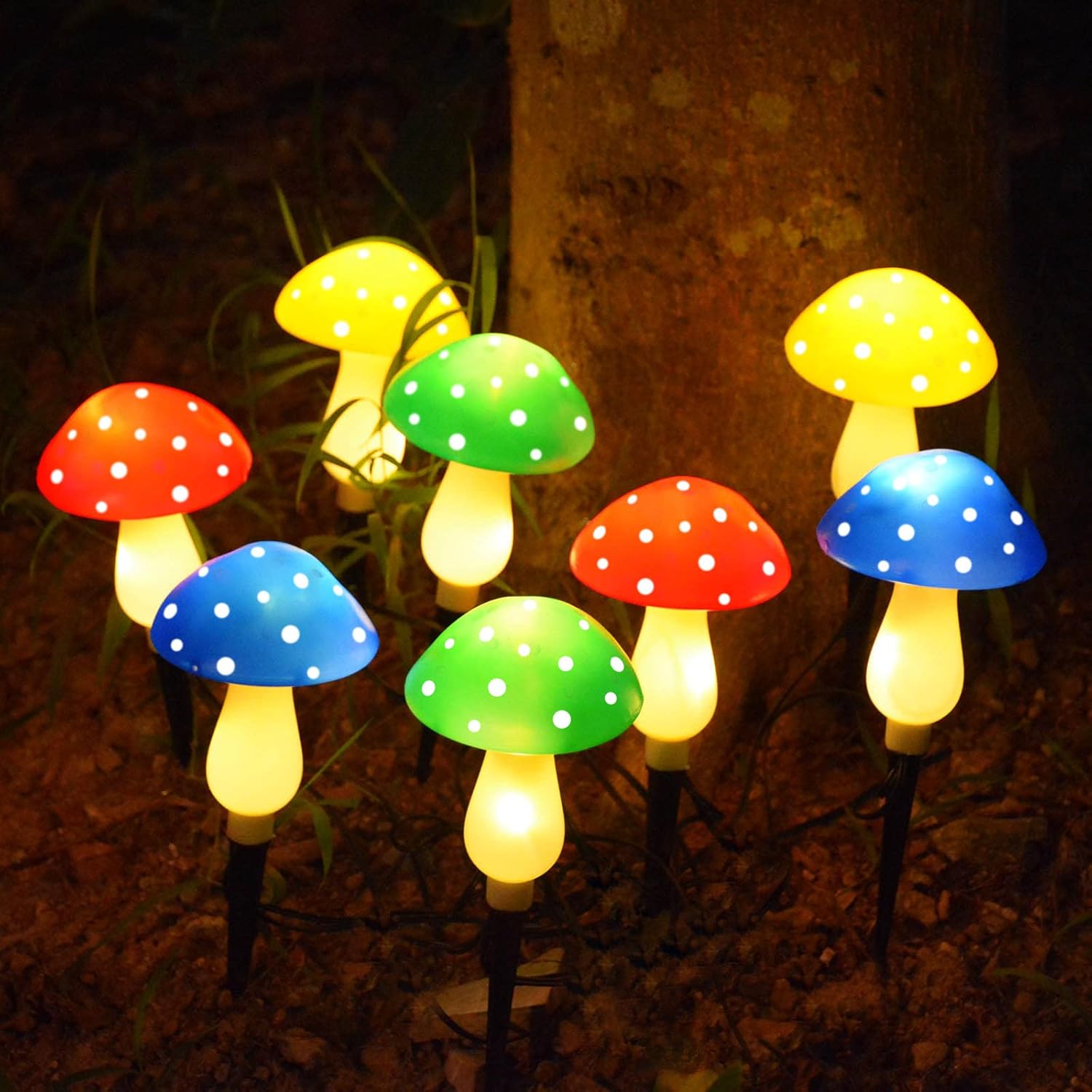 Newest Version 8-Pack Solar Mushroom Lights