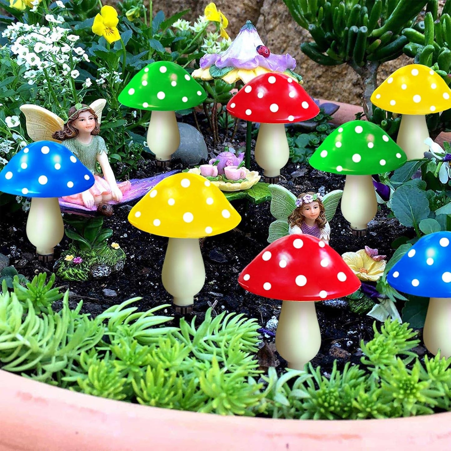 Newest Version 8-Pack Solar Mushroom Lights