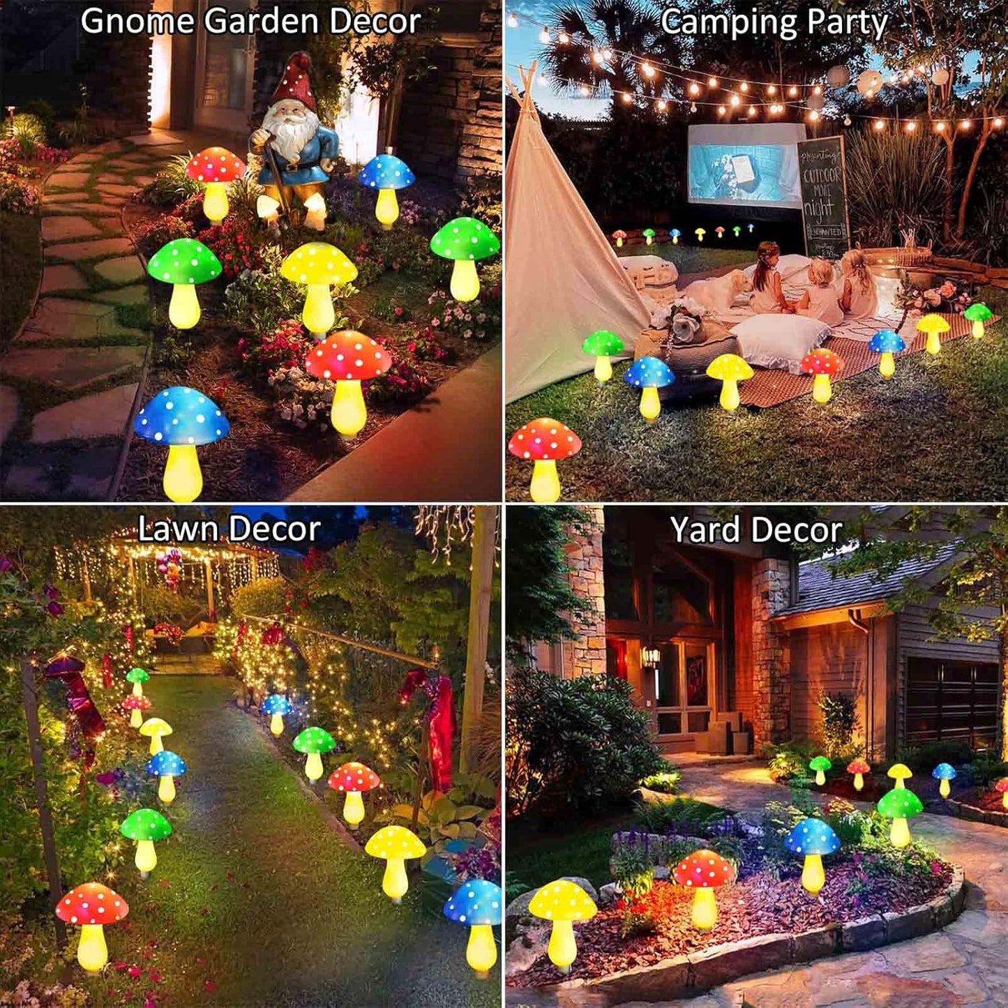 Newest Version 8-Pack Solar Mushroom Lights