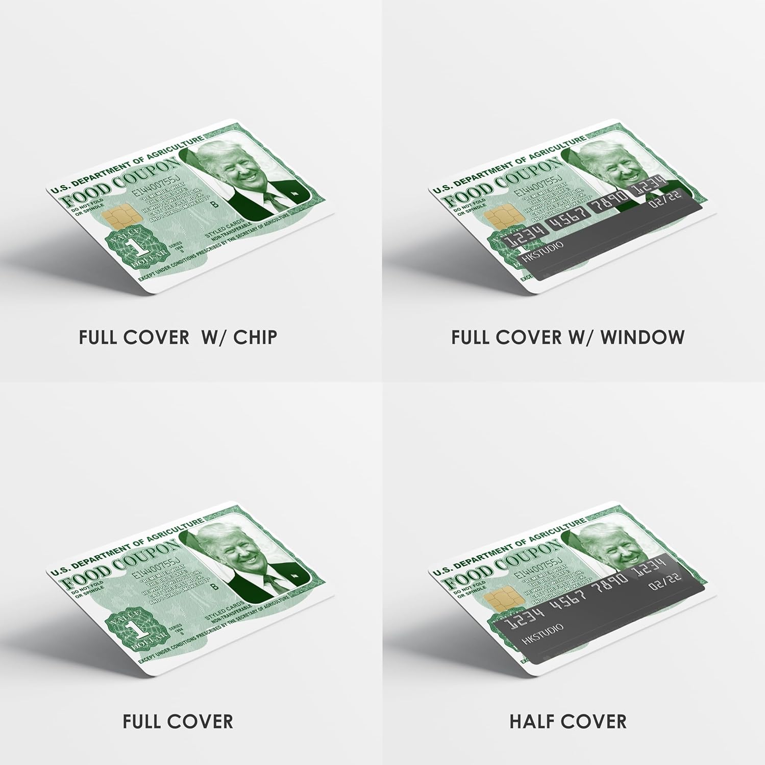 Debit Card Skin Cover Sticker - Funny Food Coupon 4Pc