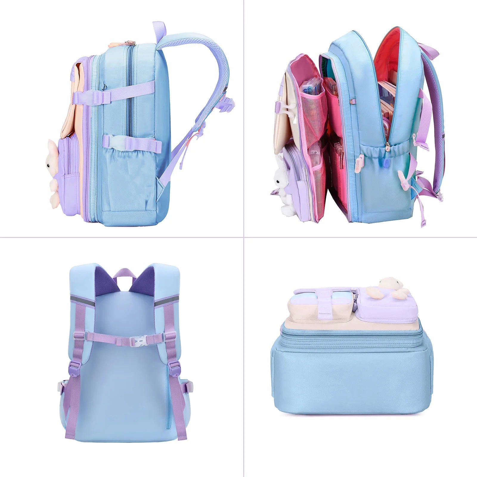 Kids Backpacks for Girls Bunny Elementary School Backpack Cute Preschool Girls Backpack Laptop Bag Kindergarten School Bookbag, Blue