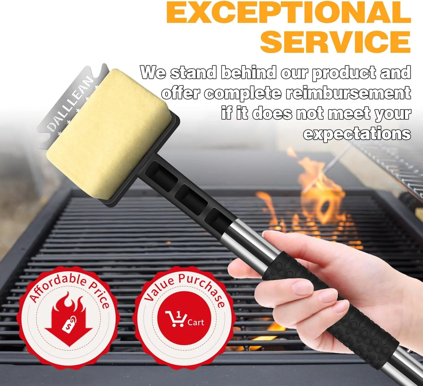 BBQ Grill Brush Bristle Free for Outdoor Grill, Replaceable Head Cleaning Brush, Steam Grate Cleaner, BBQ Cleaning Brush, Scraper for Grill Grates, Safe Barbecue Grill Brush