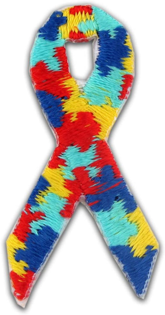 Autism Awareness Ribbon Embroidered Applique Sticker