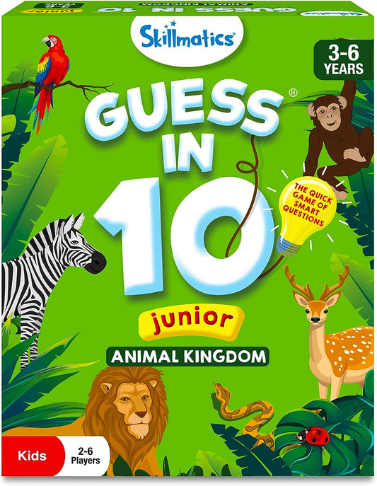 Card Game - Guess in 10 Junior Animals for Kids, Boys, Girls Who Love Board Games and Educational Toys, Easter Basket Stuffers, Travel Friendly for Ages 3, 4, 5, 6