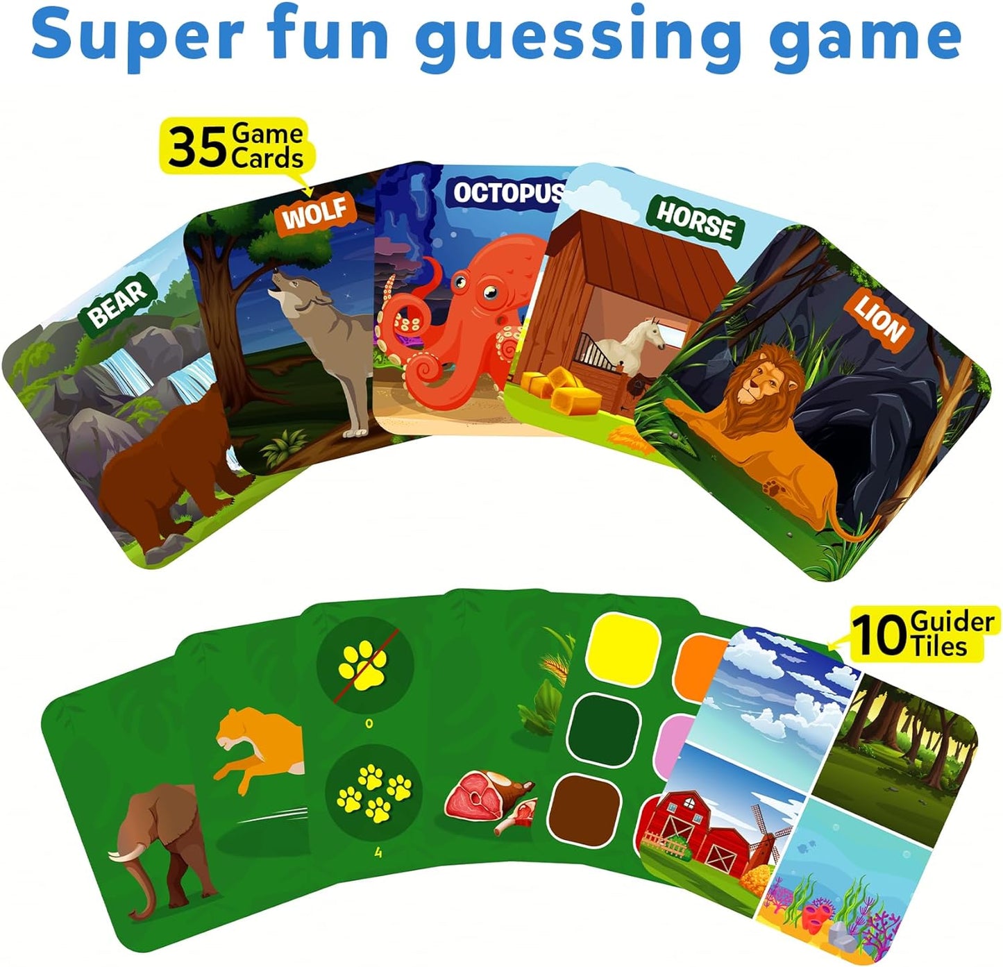 Card Game - Guess in 10 Junior Animals for Kids, Boys, Girls Who Love Board Games and Educational Toys, Easter Basket Stuffers, Travel Friendly for Ages 3, 4, 5, 6