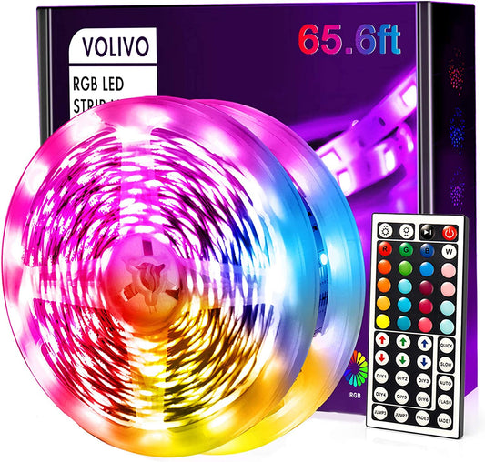 LED Strip Lights 65.6 FT, Led Lights for Bedroom,Color Changing with 44 Keys Remote for Room, Party, Home Decoration…