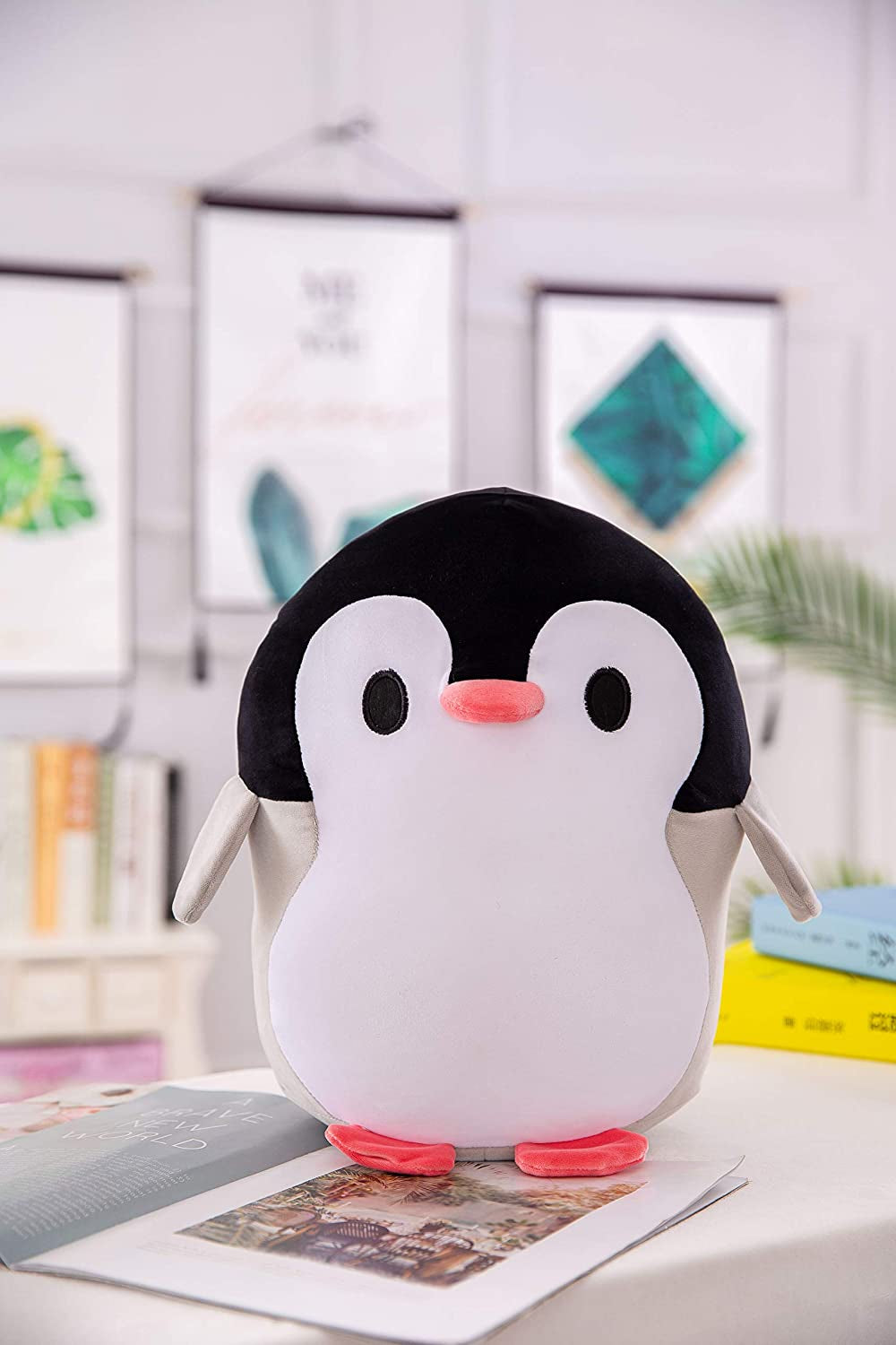 Plush Penguin, Animal Plush Toy, Kawaii Stuffed Animal, Cute Plush Pillow, Cute Cushion, Great for Autism, Concentration, Stress Relief, 12 Inches