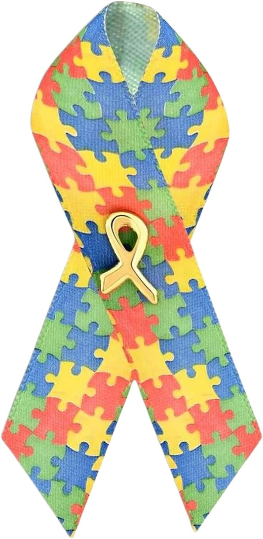 Autism Ribbon Awareness Pin - Celebrate Autism Awareness with Our Puzzle Piece Lapel Pin - Support Advocacy and Raise Awareness - Ideal Gift for Supporters and Advocates