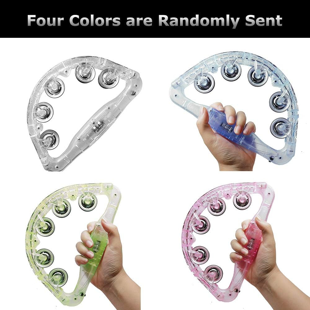 LED Tambourine, Light up Toys Handheld Musical Flashing Tamborine Autism Toys Party Supplies for Easter Birthday Anniversaries Gifts Easter Basket Stuffers for Kids Adults Teens