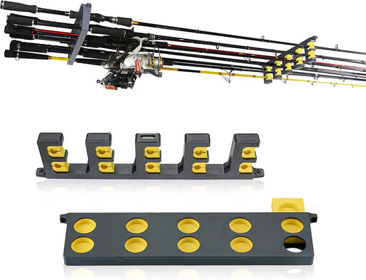 WV4 Fishing Pole Holder, Wall Mounted Fishing Rod Holders for Garage, Vertical/Horizontal/Ceiling Fishing Pole Rack,Store up to 10 Rods to save Your Space, 4 Colors Available