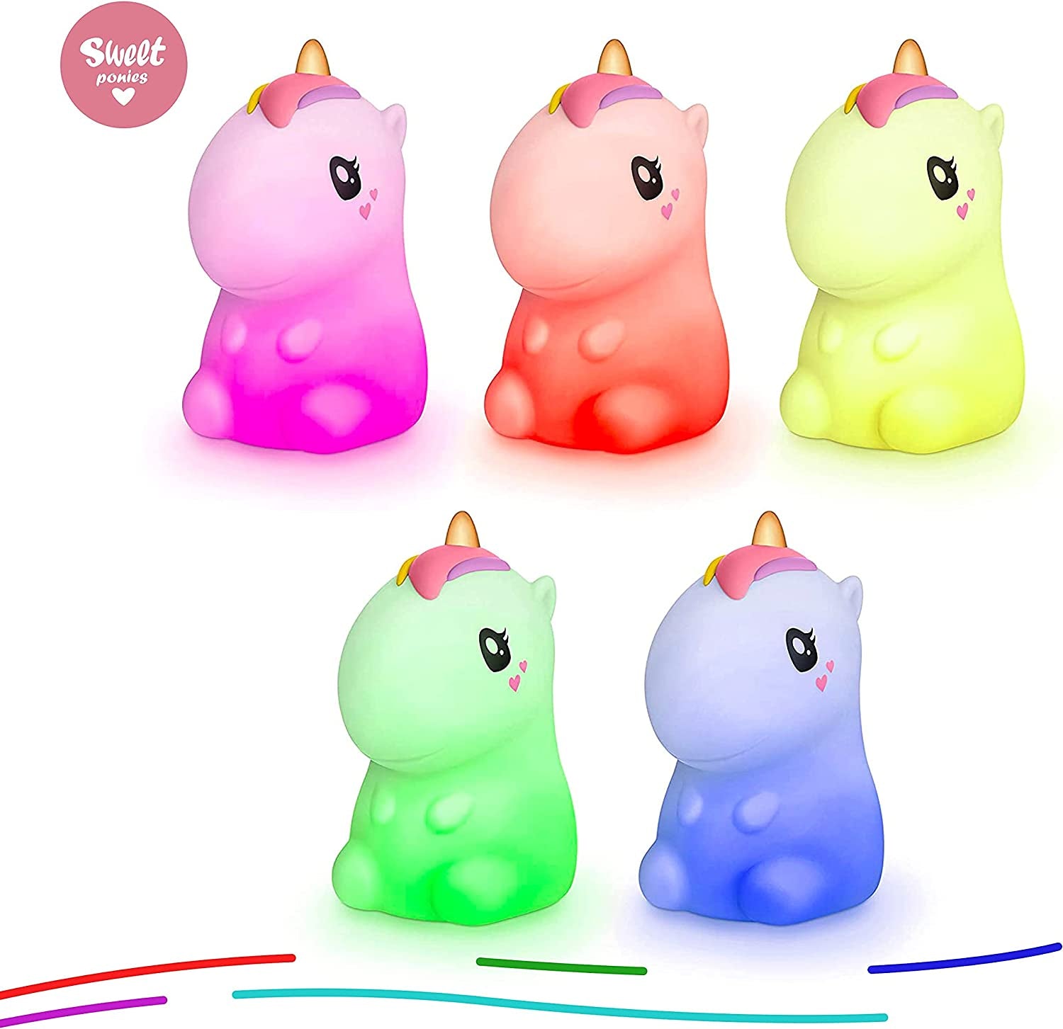 (4.8” X 4.8” X 7.4”; 11.6 Oz Unicorn LED Light Gift for Unicorn Lovers, Women, & Girls – Battery Operated (1.6 W) Bedside Lamp Both Color Changing & Wrapped in Gift Package