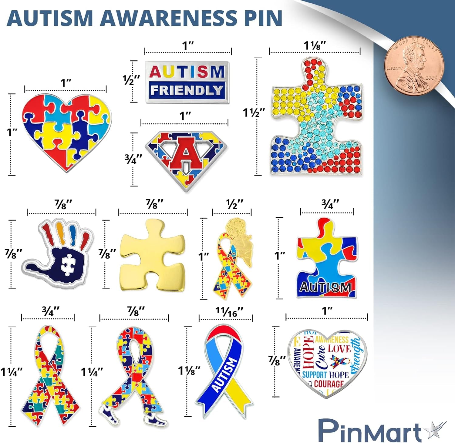 Autism Awareness Pin – Nickel Plated Enamel Lapel Pin - Inspiring Symbols of Autism Support - Secure Clutch Back for Hats, Scarves and Backpacks