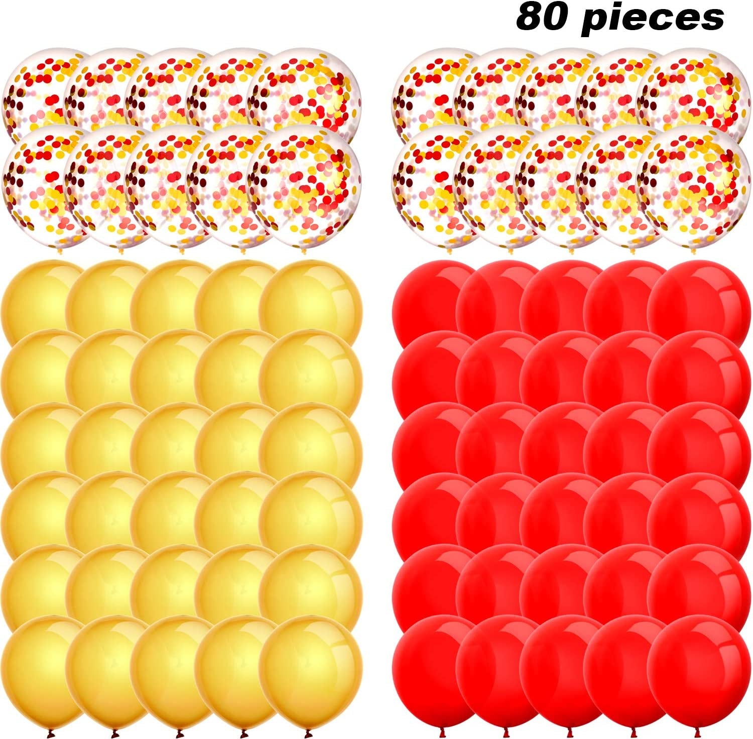 80 Piece 12 Inch Confetti Latex Balloons Event Party Supplies St Patrick'S Day 4Th July Labor Day Mardi Gras Wedding Birthday Baby Shower Balloons (Gold, Red)