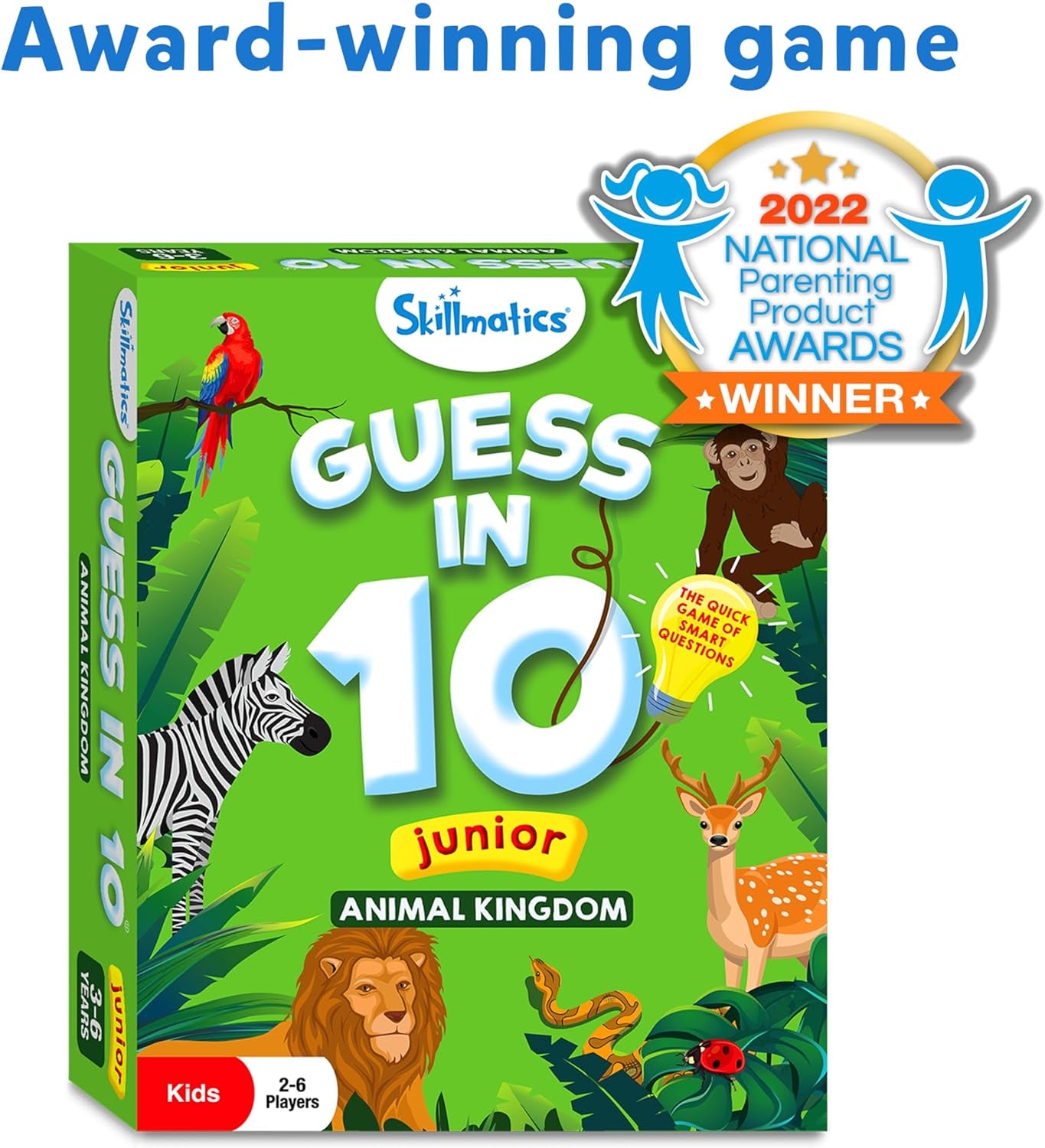 Card Game - Guess in 10 Junior Animals for Kids, Boys, Girls Who Love Board Games and Educational Toys, Easter Basket Stuffers, Travel Friendly for Ages 3, 4, 5, 6